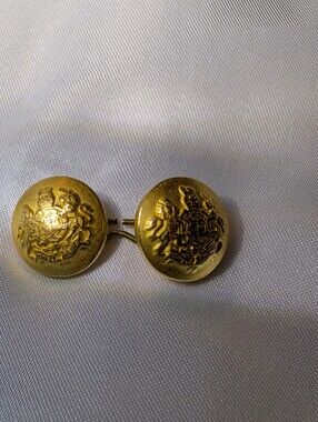 Vintage British Royal Coat of Arms Gold Tone Uniform Button Cufflinks